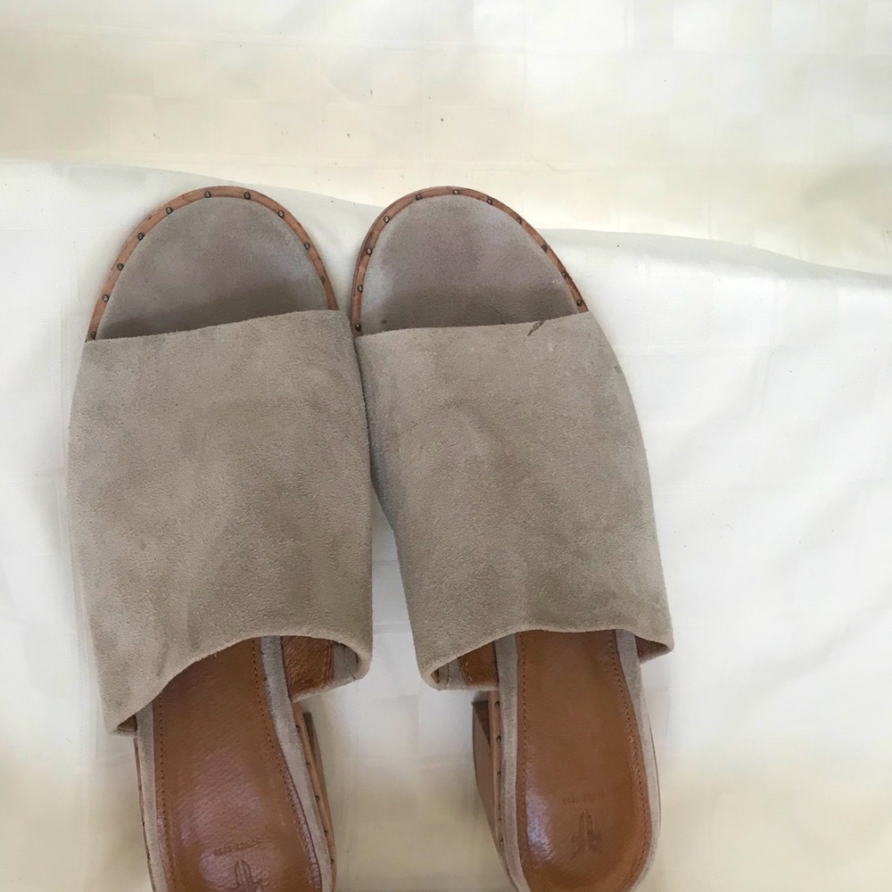 Frye Tan Suede Mules